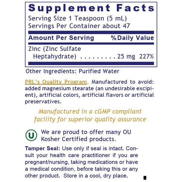 Liquid Zinc Ultra - supplement facts